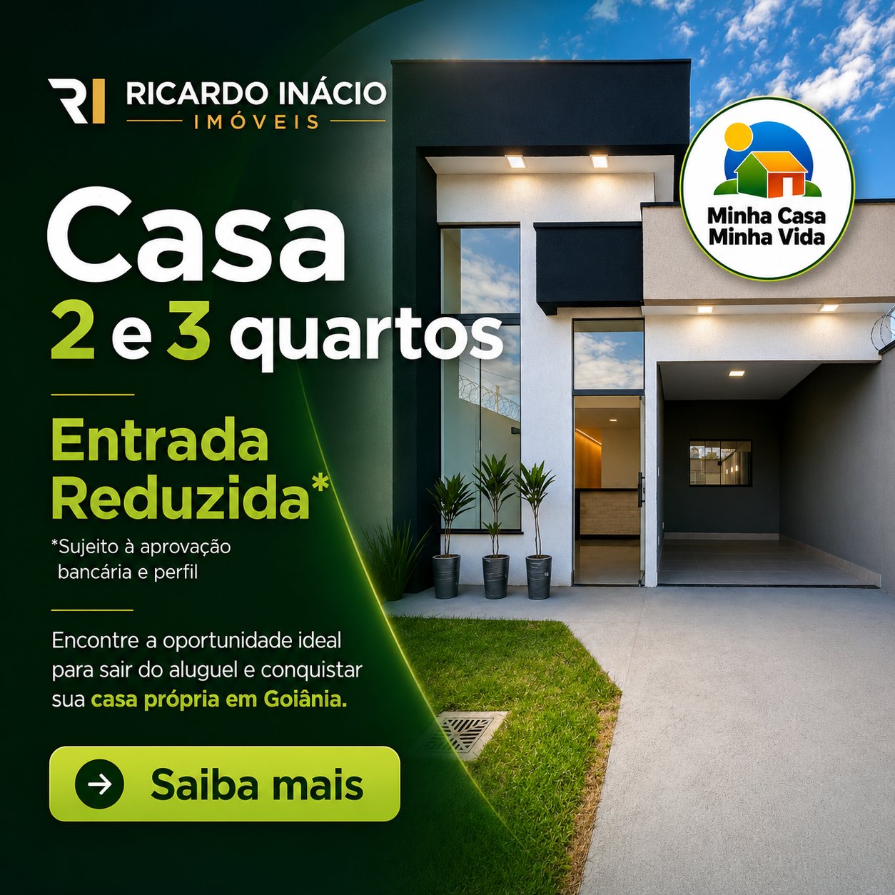 Casas 2 e 3 quartos em Goiânia — entrada a partir de R$ 5 mil*